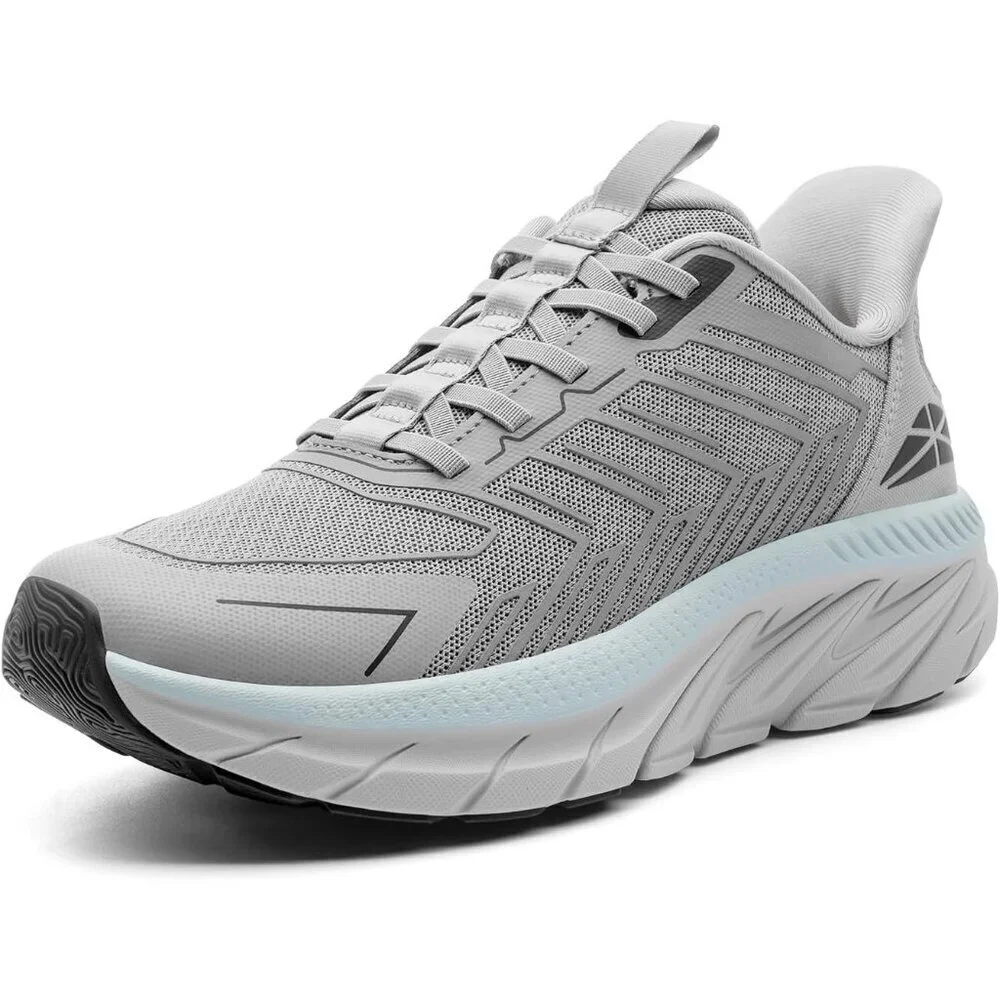 Women's Gray Blue Walking Shoes Comfort Breathable Non-Slip Gym Training Sneaker